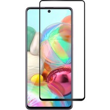 Microcase Samsung Galaxy A71 Tam Kaplayan Çerçeveli Tempered Ekran Koruyucu - Siyah