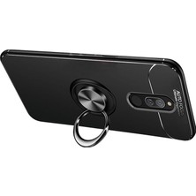 Microcase Xiaomi Redmi 8 Focus Serisi Yüzük Standlı Silikon Kılıf - Siyah