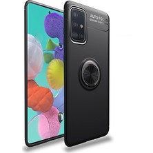 Microcase Samsung Galaxy A51 Focus Serisi Yüzük Standlı Silikon Kılıf - Siyah