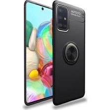 Microcase Samsung Galaxy A71 Focus Serisi Yüzük Standlı Silikon Kılıf - Siyah