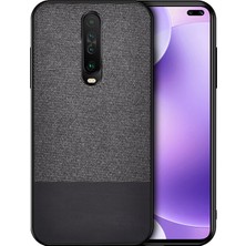 Microcase Xiaomi Redmi K30 Fabrik Serisi Kumaş ve Deri Desen Kılıf - Siyah