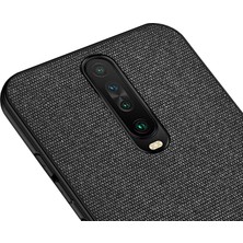 Microcase Xiaomi Redmi K30 Fabrik Serisi Kumaş ve Deri Desen Kılıf - Siyah