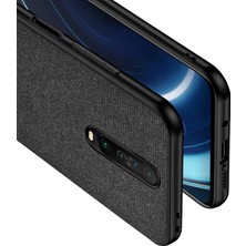 Microcase Xiaomi Redmi K30 Fabrik Serisi Kumaş ve Deri Desen Kılıf - Siyah