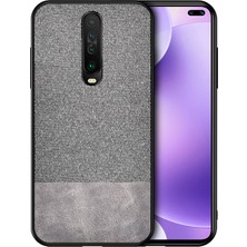 Microcase Xiaomi Redmi K30 Fabrik Serisi Kumaş ve Deri Desen Kılıf - Gri