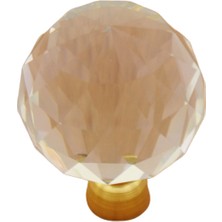 Azm Nobel Kristal Taşlı Düğme Kulp Tek Delikli Tabanı Sarı 30 mm