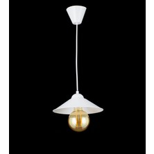 Lambadar Retro Rustik Model Metal Tekli Beyaz Sarkıt Avize