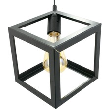 Lambadar Rustik Retro Model Geometrik Sarkıt Metal Küp Avize