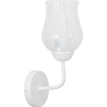 Lambadar Rustik Retro Modern Model Şık Beyaz Aplik Desenli Cam