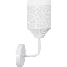 Lambadar Rustik Retro Modern Model Şık Beyaz Aplik Papatya Model Beyazcam