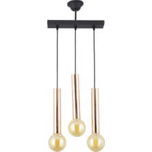 Lambadar Sarkıt Sıralı Üçlü Boru Model Bakır Avize