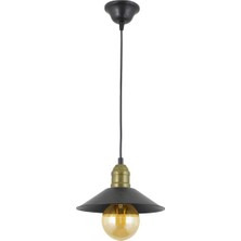 Lambadar Tekli Siyah Retro Rustik Model Modern Metal Sarkıt Avize
