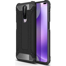 Case 4U Xiaomi Redmi K30 Kılıf Military Armor Çift Katmanlı Crash Silikon Kılıf + Cam Ekran Koruyucu Siyah*