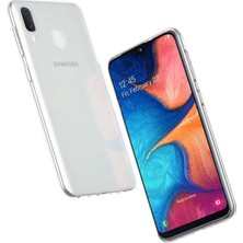 Case 4U Samsung Galaxy A20E Kılıf A+ Şeffaf Lüx Süper Yumuşak 0.3mm Ince Slim Silikon + Cam Ekran Koruyucu Şeffaf