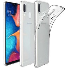 Case 4U Samsung Galaxy A20E Kılıf A+ Şeffaf Lüx Süper Yumuşak 0.3mm Ince Slim Silikon + Cam Ekran Koruyucu Şeffaf