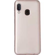 Case 4U Samsung Galaxy A20E Kılıf Klasik Mat Renkli Yumuşak Premier Silikon + Cam Ekran Koruyucu Rose Gold