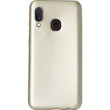 Case 4U Samsung Galaxy A20E Kılıf Klasik Mat Renkli Yumuşak Premier Silikon + Cam Ekran Koruyucu Altın