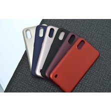 Case 4U Galaxy A01 Kılıf Klasik Mat Renkli Yumuşak Premier Silikon + Cam Ekran Koruyucu Siyah