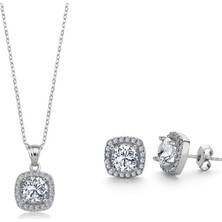 Mia Vento 2.00 Karat Kare Ikili Gümüş Set