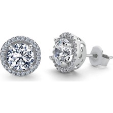 Mia Vento 3.00 Karat Oval Tektaş Gümüş Küpe