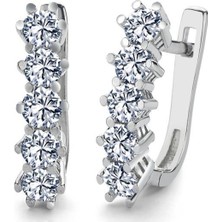 Mia Vento Swarovski Zirconia Prenses Tacı Beştaş Gümüş Küpe