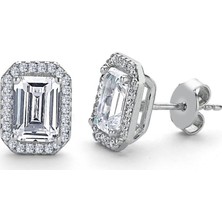 Mia Vento Pırlanta Montur Emerald Tektaş Gümüş Küpe