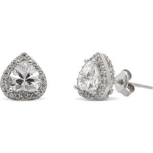 Mia Vento Pırlanta Montür Kalp Tektaş Gümüş Küpe