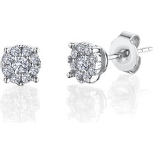 Effective Diamond 0.50 Karat Effective Diamond Koronet Tektaş Gümüş Küpe