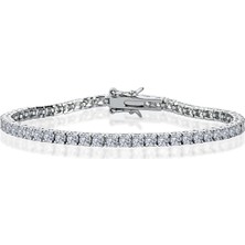 Mia Vento Pırlanta Montür Ince Boy Su Yolu Gümüş Bileklik