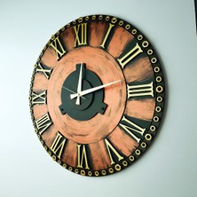 KAYRA TASARIM AHŞAP DUVAR SAATİ SOMUN COPPER ROMA BAKIR(50cm)