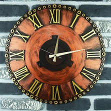 KAYRA TASARIM AHŞAP DUVAR SAATİ SOMUN COPPER ROMA BAKIR(50cm)