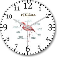 Baskı Dükkanı Bir Flamingo Anatomisi 2 Duvar Saati Bombeli Gercek Cam