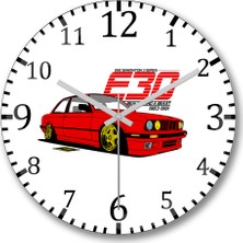 Baskı Dükkanı Bmw E30 Beauty Duvar Saati Bombeli Gercek Cam