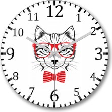 Baskı Dükkanı Cat Kedi1 Duvar Saati Bombeli Gercek Cam