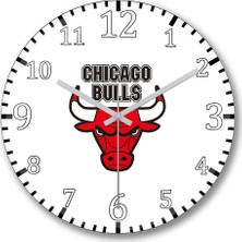 Baskı Dükkanı Chicago Bulls Basketbol Duvar Saati Bombeli Gercek Cam