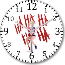 Baskı Dükkanı Harley Quinn Ha Ha Ha Duvar Saati Bombeli Gercek Cam