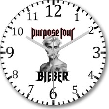 Baskı Dükkanı Justin Bieber Purpose Tour1 Duvar Saati Bombeli Gercek Cam