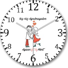 Baskı Dükkanı Kişiye Özel Ellerimi Hiç Bıakma Duvar Saati Bombeli Gercek Cam