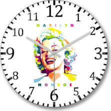 Baskı Dükkanı Marilyn Monroe Poder Feminino Duvar Saati Bombeli Gercek Cam