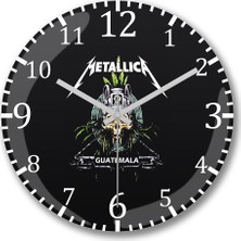 Baskı Dükkanı Metallica Art Duvar Saati Bombeli Gercek Cam