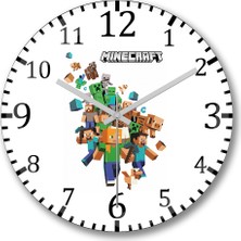 Baskı Dükkanı Minecraft Adventure Duvar Saati Bombeli Gercek Cam