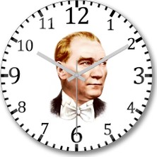 Baskı Dükkanı Mustafa Kemal Atatürk5 Duvar Saati Bombeli Gercek Cam