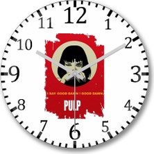 Baskı Dükkanı Pulp Ficition Duvar Saati Bombeli Gercek Cam
