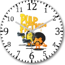 Baskı Dükkanı Pulp Fiction1 Duvar Saati Bombeli Gercek Cam