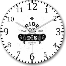 Baskı Dükkanı Skate in Progresso Duvar Saati Bombeli Gercek Cam