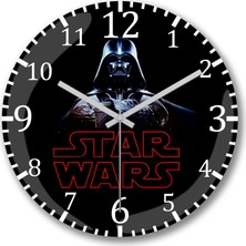 Baskı Dükkanı Star Wars Darth Wader Sessiz Duvar Saati Bombeli Gercek Cam---Ücr
