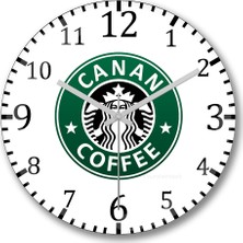 Baskı Dükkanı Starbucks1 Duvar Saati Bombeli Gercek Cam