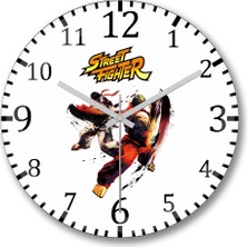 Baskı Dükkanı Street Fighter SF Victory Duvar Saati Bombeli Gercek Cam