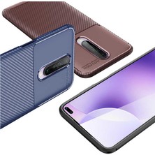 Tekno Grup Xiaomi Redmi K30 Kılıf Karbon Desenli Lux Negro Silikon Kahverengi + Cam Ekran Koruyucu