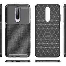 Tekno Grup Xiaomi Redmi K30 Kılıf Karbon Desenli Lux Negro Silikon Kahverengi + Cam Ekran Koruyucu