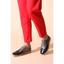 Rovigo Plus Platin Siyah Garni Kadın Babet